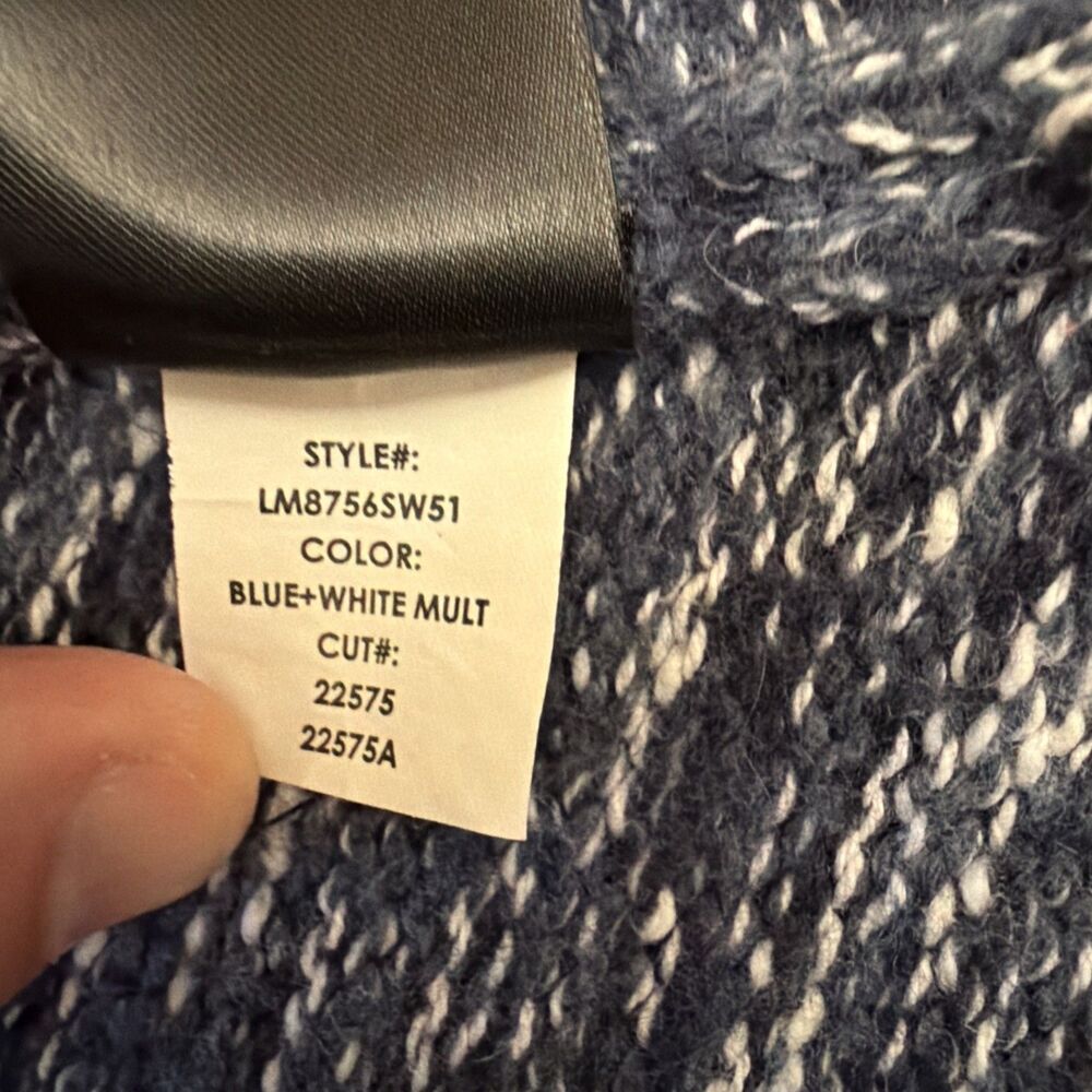 Liverpool Los Angeles Women’s XL Long Open Cardigan Knit Sweater Denim Trim - Picture 9 of 12